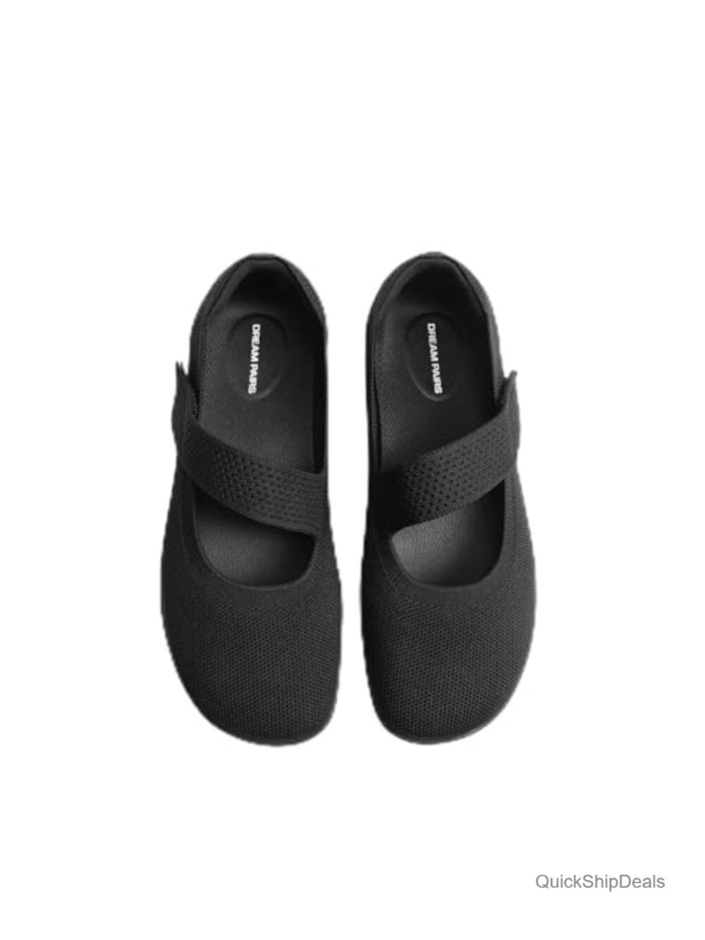 Wide Toe Mary Jane Ballet Flats Knit Arch Support Machine Washable